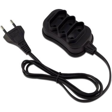 Imagem de Extensão Elétrica Bipolar Slim 3 Tomadas 1m 10A Design Compacto Preto Forceline