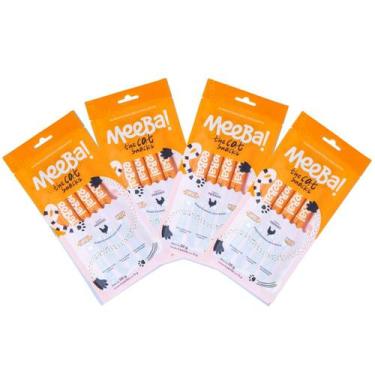 Imagem de Kit 4 Meeba Snack Natural Úmido Cremoso Frango 16 Sachê 14g