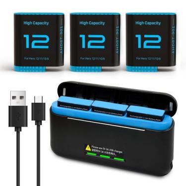 Imagem de Carregador de Bateria HUAENG 2580mAh Kit com 3 para GoPro Hero 9-12