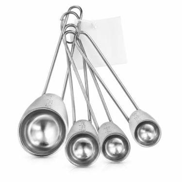 Imagem de Kit 4 Colheres Medidoras Aço Inox Medidores de Cozinha 5 10 15 e 20ml 