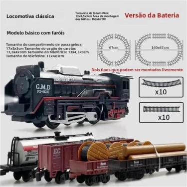 Imagem de Conjunto De Trem Elétrico Vintage Para Crianças Com Luzes E Sons Reali