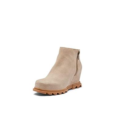 Imagem de SOREL Bota feminina Joan of Arctic Wedge III com zíper — Botas anabela de couro impermeáveis, Ômega Taupe, Goma 2, 11