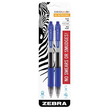 Imagem de Zebra Pen Caneta retrátil de gel Sarasa Rapid Dry Ink 0,7 mm, azul, pacote com 2 (46822)