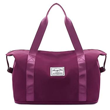 Imagem de Bolsa de viagem impermeável de grande capacidade bolsa de embarque conveniente bolsa de ioga ao ar livre (Fúcsia)