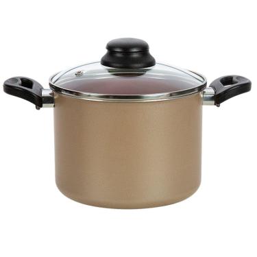 Imagem de Caldeirão Reto Antiaderente Creme e Cereja 16 cm - Alumínio Brasilar