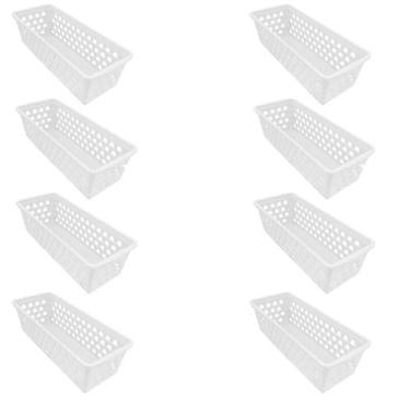 Imagem de Kit 8 Caixa Multiuso Comprido Retangular Branco Uninjet