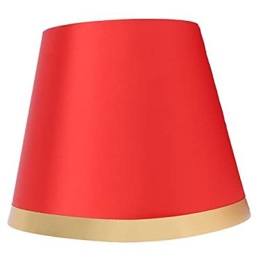 Imagem de Abajur pequeno barril, abajur de pano simples estilo europeu moderno abajur de mesa E27 lâmpada de chão lustre luminária para quartos (PX134 vermelho)