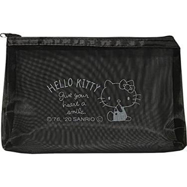 Imagem de Sanrio Hello Kitty Acessórios Cosméticos Malha Nylon Poliéster Bolsa Zíper Bolsa com Reforço 21,5 × 13 × 3,5 cm (simples), Rosa, Cerca de 5,5 (L) × 4,7 (A) polegadas (14 × 12 cm), Rosa, About 5.5 (W) × 4.7 (H) inch (14 × 12 cm)