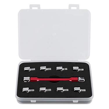 Imagem de aqxreight - Chave inglesa de raios, alumínio ajustável e ferro 10 tamanhos de bicos de raio intercambiáveis com caixa de embalagem (vermelho)