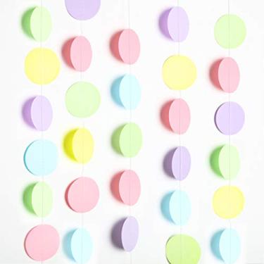 Imagem de Kit de guirlanda de papel com pontos pastel, 1,8 m, 5 peças de guirlanda de pontos pastéis com cordas, serpentinas de fundo, decorações de macaron para chá de bebê, crianças, meninas, aniversário, tem