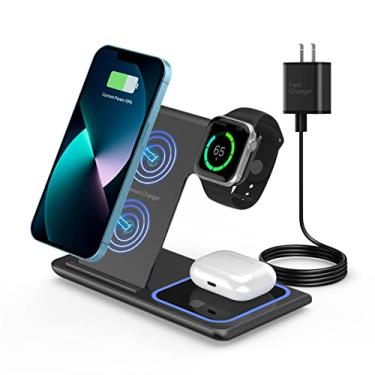 Imagem de Estação de carregamento sem fio 3 em 1 para iPhone, iWatch, AirPods - carrega iPhone 13/12/11 Pro/Pro Max, iWatch 7/6/SE/5/4/3/2, AirPods 3/2/Pro