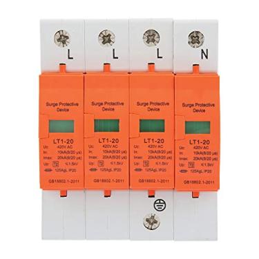 Imagem de Dispositivo p¨¢ra-raios 4P 20KA,dispositivo p¨¢ra-raios de prote??o contra surtos dom¨¦sticos de 420vac para prote??o contra raios dom¨¦sticos, distribui??o de energia e aparelhos de controle, dispo
