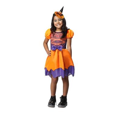 Imagem de Fantasia Halloween Bruxinha Sarah Infantil Vestido de Bruxa