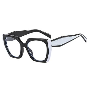 Imagem de Óculos de sol quadrado olho de gato para mulheres vintage óculos de sol tons gradientes femininos, preto branco transparente, tamanho único