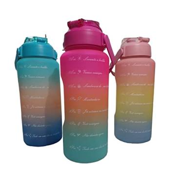 Imagem de Garrafa De Água Squeeze 2 Litros Com Adesivos e Com Frases Motivacionais Tie-Dye Multicolor Academia Treino Musculação