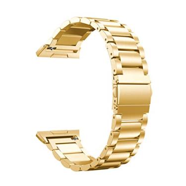 Imagem de Pulseira de substituição UKCOCO para smartwatch pulseira ajustável de três contas de strass aço inoxidável pulseira de metal fivela estilingue pulseira para relógio adequada para Fitbit Ionic (preto)