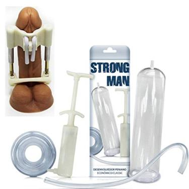 Imagem de Kit Bomba Peniana Manual Com Pêra Strong Man Fumê + Peneflex MaxExtender