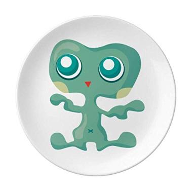 Imagem de Prato alienígena verde monstro alienígena de porcelana decorativa salver louça de jantar