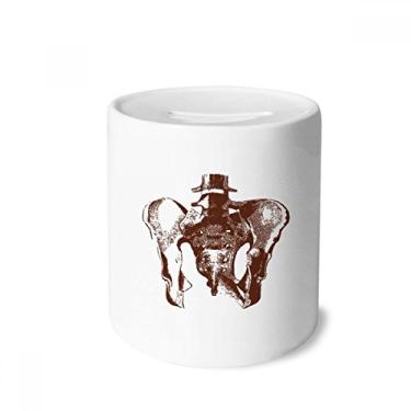 Imagem de DIYthinker Esboço de esqueleto humano, caixa de dinheiro de cerâmica, porta-moedas, presente de cofrinho