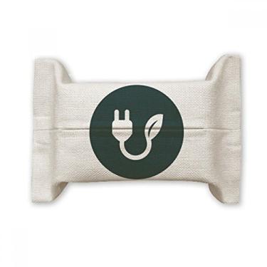 Imagem de Cabo de carregamento verde escuro para capa de papel para lenços faciais saco de linho de algodão