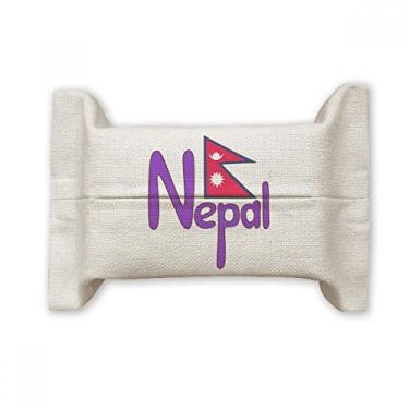 Imagem de Bolsa de linho de algodão com estampa vermelha e roxa do Nepal