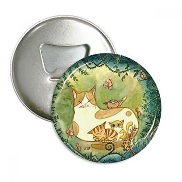 Imagem de Miaoji Pintura Gato Família Fantasia Abridor de Garrafa Emblema Multifuncional Emblema