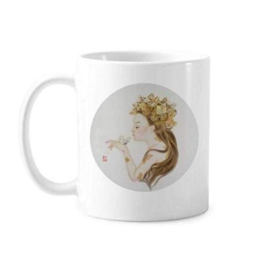 Imagem de Pretty Girl Caneca de pintura chinesa de cerâmica para café xícara de porcelana