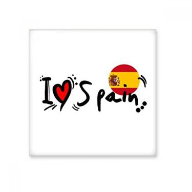 Imagem de I Love Spain Bandeira de Palavra Amor Ilustração Coração Azulejo de Cerâmica Brilhante Decalque Pedra Adorna de Tijolos Vitrificados