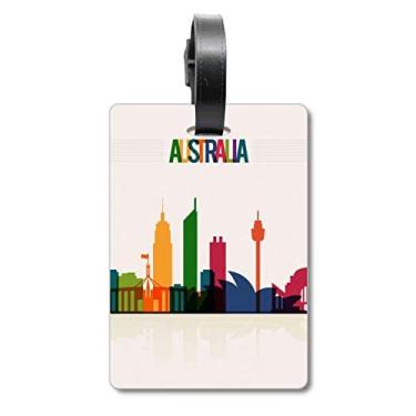 Imagem de Etiqueta de bagagem com desenho de arranha-céus da cidade da Austrália, etiqueta para cartão de bagagem