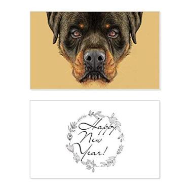Imagem de Black Feroz Rottweiler animal de estimação animal de estimação ano novo cartão felicitações mensagem presente