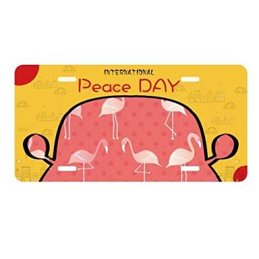 Imagem de DIYthinker Placa de carro com estampa de flamingo, cor rosa, etiqueta decoração de carro, dia da paz