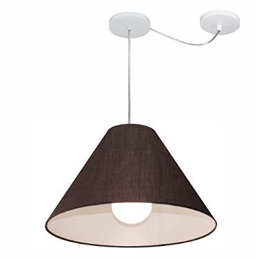 Imagem de Lustre Pendente com Desvio de Centro Cúpula Tecido 25/15x40 cm, Vivare Iluminação, Pendente4272 LC, Café, Médio
