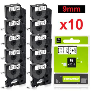 10PK Compatible Dymo D1 45013 Label Tape LabelManager 160 280 155 Black on  White