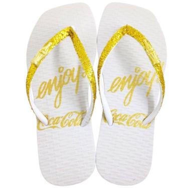 Imagem de Chinelo de Dedo Feminino Casual Dia a Dia Borracha Coca Cola Enjoy Brigth Square Cc4162