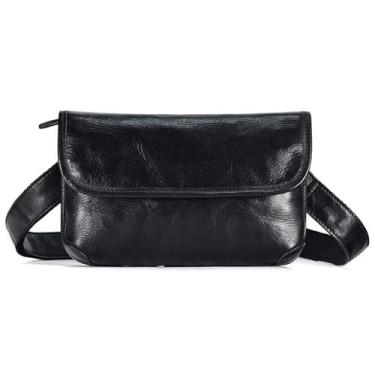 Imagem de Bolsa Masculina em Couro Genuíno Bolsa Transversal Bolsa de Ombro Bolsa Mensageiro Carteira Bolsa e Bolsas com Alça Ajustável (C)