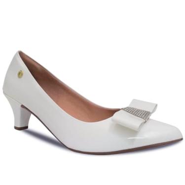 Imagem de Sapato Scarpin Feminino Laço Manta Strass Salto Baixo Fino Confortável R2.27 (Branco, BR, Adulto, Numérico, M, 35)