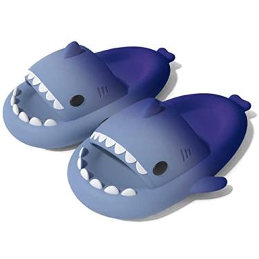 Imagem de Sandálias de praia com almofada grossa e saliente Cloud Shark Slide para uso interno e externo, B - azul e ciano, 7.5-8 Women/5.5-6 Men