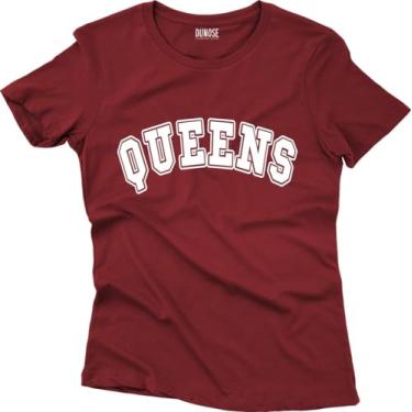 Imagem de Camiseta Algodão Feminina New York City Queens Tamanho:GG;Cor:Vinho