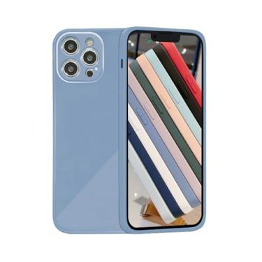 Imagem de Capa de telefone de vidro de silicone líquido, borda reta tendência para Apple iPhone 13promax (Standrd Magnetic) (azul)