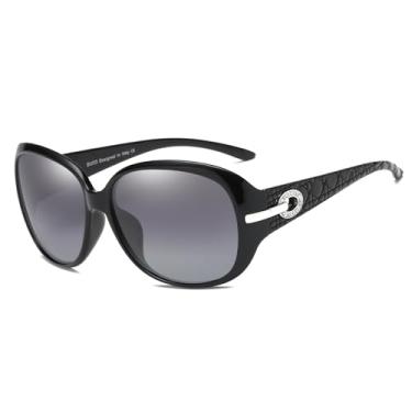 Imagem de Duco Óculos de sol femininos clássicos com lentes polarizadas, 100% de proteção UV 6214, Black Frame Gray Lens, One Size