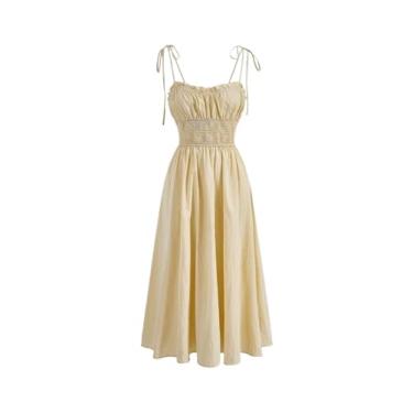 Imagem de Camisa Feminina Solid Frill Trim Cami Dress (Color : Apricot, Size : CH)