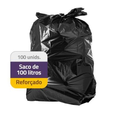 Imagem de Saco De Lixo Preto 100 Litros Reforçado Resistente 100Un - Pavão