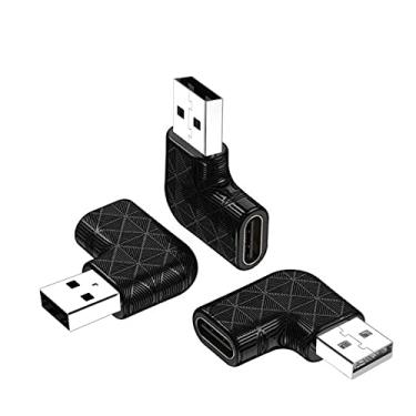 Imagem de Adaptador USB-C fêmea para USB-A macho de ângulo reto (pacote com 3) cabo carregador de 90 graus tipo C conversor de energia para Apple iPhone 13 12 11 Pro Max Mini SE iWatch AirPods iPad, Samsung Galaxy Note 10 20 S20 S21 S22