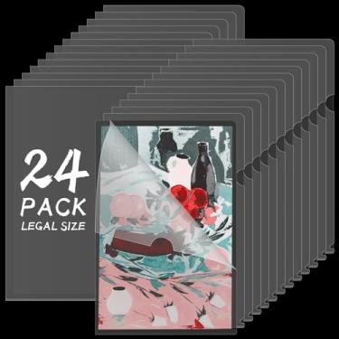 Imagem de Mangas de bolso transparentes para projetos de tamanho legal 23 cm x 35 cm Pastas de plástico tipo L para projetos de poliéster para projetos para casa, escola, escritório (24)