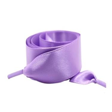 Imagem de Silk Flat Ribbons Sneakers Laces Wedding Unisex Suitable Satin Ided Polyester Smooth Women Candy Shoe ShoeLace (Color : Light purple, Size : 100cm)
