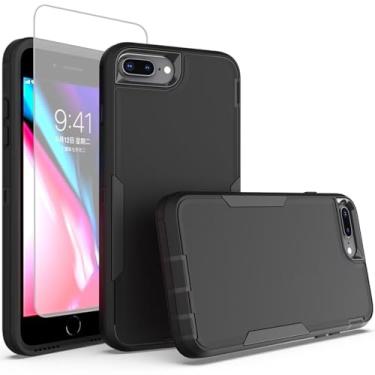 Imagem de Sidande Capa para iPhone 7 Plus, iPhone 8 Plus com protetor de tela de vidro temperado, suporte de camada dupla robusta magnética para iPhone 7 Plus/8 Plus 5,5 polegadas, roxo e preto