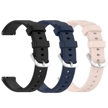Imagem de Pacote com 3 pulseiras de relógio para Garmin Lily 2, silicone macio de 14 mm de substituição compatível com Garmin Lily 2 (preto + azul + rosa)