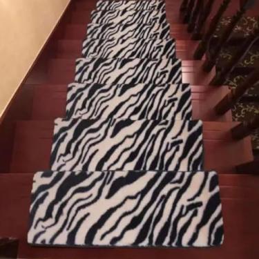 Imagem de Tapete de escada com estampa de zebra e leopardo com fita antiderrapante para escadas internas (4, zebra)