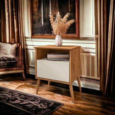 Imagem de Mesa De Cabeceira Cancun Naturalle e Off White Bechara