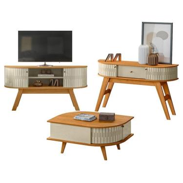 Imagem de Rack Bancada Atlanta e Aparador Estoril com Mesa de Centro Indianápolis Cumaru Opala -...